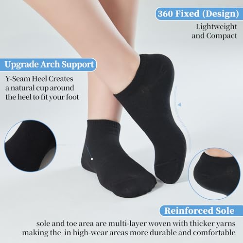 Image of Corlap Women's Ankle Cotton Socks - No Show Low Cut Athletic Running Soft Thin White Socks 6 Pairs