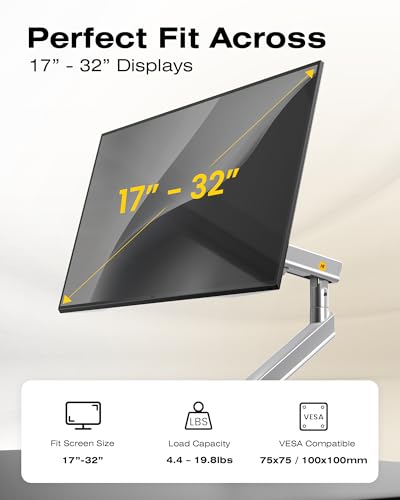 Image of NB Single Computer Monitor Mount, Monitor Stand fits up to 32 Inch, Mechanical Spring Monitor Arm, VESA 75 /100 mm, Model-A5 (Sliver)