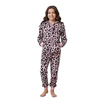 A2Z 4 Kids Girls Onesie Leopard Pyjama Sets A2Z Onesie One Piece Hooded All In One Jumpsuit - E.Soft 154 Baby Pink 9-10