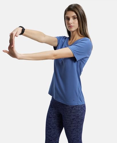 Image of Jockey AW88 Women Super Combed Cotton Rich Relaxed Fit Solid Curved Hem Styled Half Sleeve T-Shirt