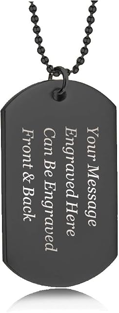 Personalised Dog Tag Pendant Mens Necklace - Army Card Identity Necklace Gift for him, boyfriend, husband, dad Birthday, Anniversary, End of Term Thank You Teacher School Leaving, Fathers Day