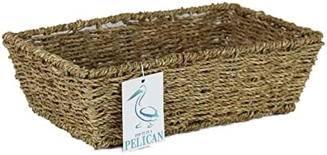 Seagrass shelf baskets tray shape. Bedroom kitchen and home office storage. For veg, papers, makeup, toiletries, jewellery. (Tapered 44cm)