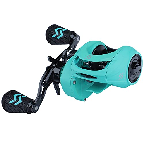 Sougayilang Fishing Baitcasting Reel, 8:1 Gear Ratio, 9+1 Stainless Steel Bearings, 10 Magnetic Brakes, Turquoise, Right Hand, Baitcasting Technique