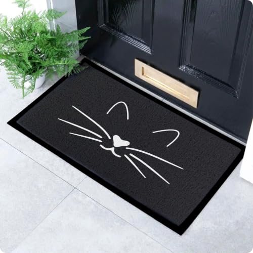 Image of Artsy Mats Cat Face Pattern Indoor & Outdoor Door Mat - Incredibly & Weatherproof Doormats - Non Slip Mat, (70x40 cm)