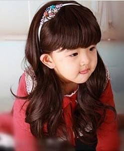 RoyalStyle 20" 50cm Child Hair Wig Cosplay wig Children's Curly Wig Hair Lovely Neat bang Wig for Kids(Brown)