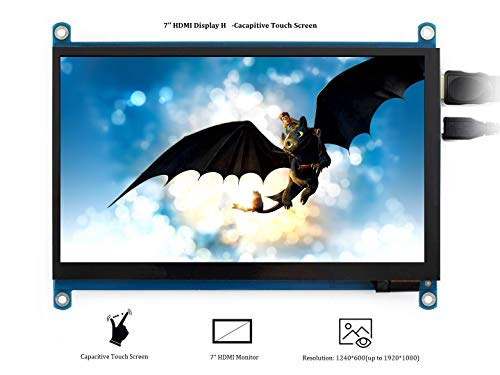 Image of Waveshare 7inch HDMI LCD (H) 1024x600 IPS Capacitive Touch Screen LCD Display HDMI Module for Raspberry Pi, Jetson Nano, BB Black, Banana Pi, Microsoft XBOX360 and Nintendo Switch