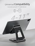Nulaxy Aluminium double pliable iPad Support, support de table entièrement réglable, iPad Accessoires Bureau Compatible avec les appareils mobiles 4-11" Kindle, iPad Pro/Air/Mini, iPhone Pro/Max/Plus, Noir
