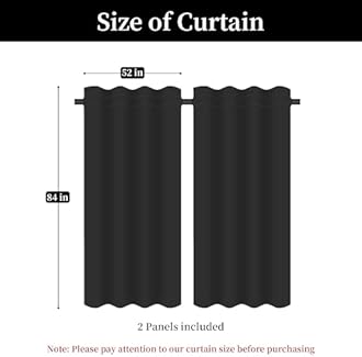 Loom and Mill Luxury Black Damask Curtains for Bedroom, Textured Lined Jacquard Curtains 2 Panels with Tiebacks, Window Curtain for Living Room Banquet Halloween Decor, Rod Pocket(52”x 84”, 2 Panels)