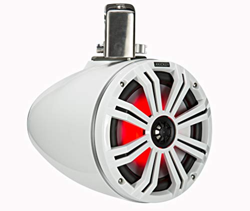 Image of KICKER KMTC65W 6.5 inch Loaded Marine Wake Tower Enclosures with 45KM654L Speakers - White Grills and Enclosures