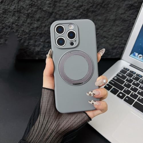 Pour iPhone 16 Pro Max coque gris anti-choc avec anneau rotatif mains libres