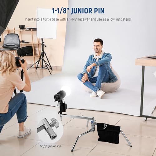 Image of NEEWER Offset Arm with Dual 5 /8 inch Baby Pins for LED Video Light Studio Flash, 19 inch-28 inch Extendable with 1-1 /8 inch Junior Pin and 5 /8 inch Receiver, 2 Threads for More C Stands Photography Light Stands, UA016