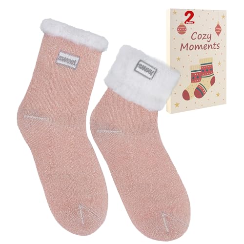 Ruryxel 2 Paia Calze di Lana Invernali, Calze Termiche Donna,Set Regalo di Calzini Natalizi, Calzini Invernali come regali di Natale per donne, mamma, nonna (35-42)