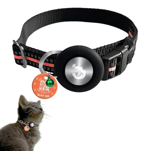 tag8 Breakaway Reflective Cat Collar, Lightweight Kitten Collar Compatible with Apple AirTag Holder for Girl & Boy Cats - Orange