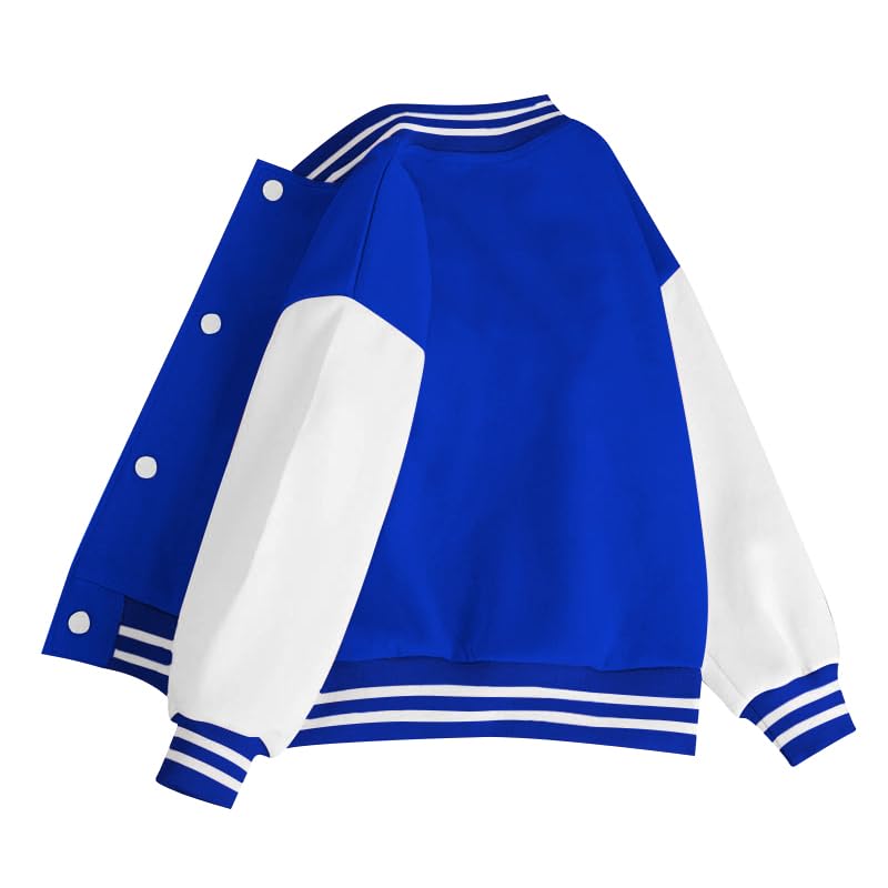 Kids Varsity Jacket Boys Girls Uniform School Coat Baseball Jacket Casual Sport Outerwear with Pockets
