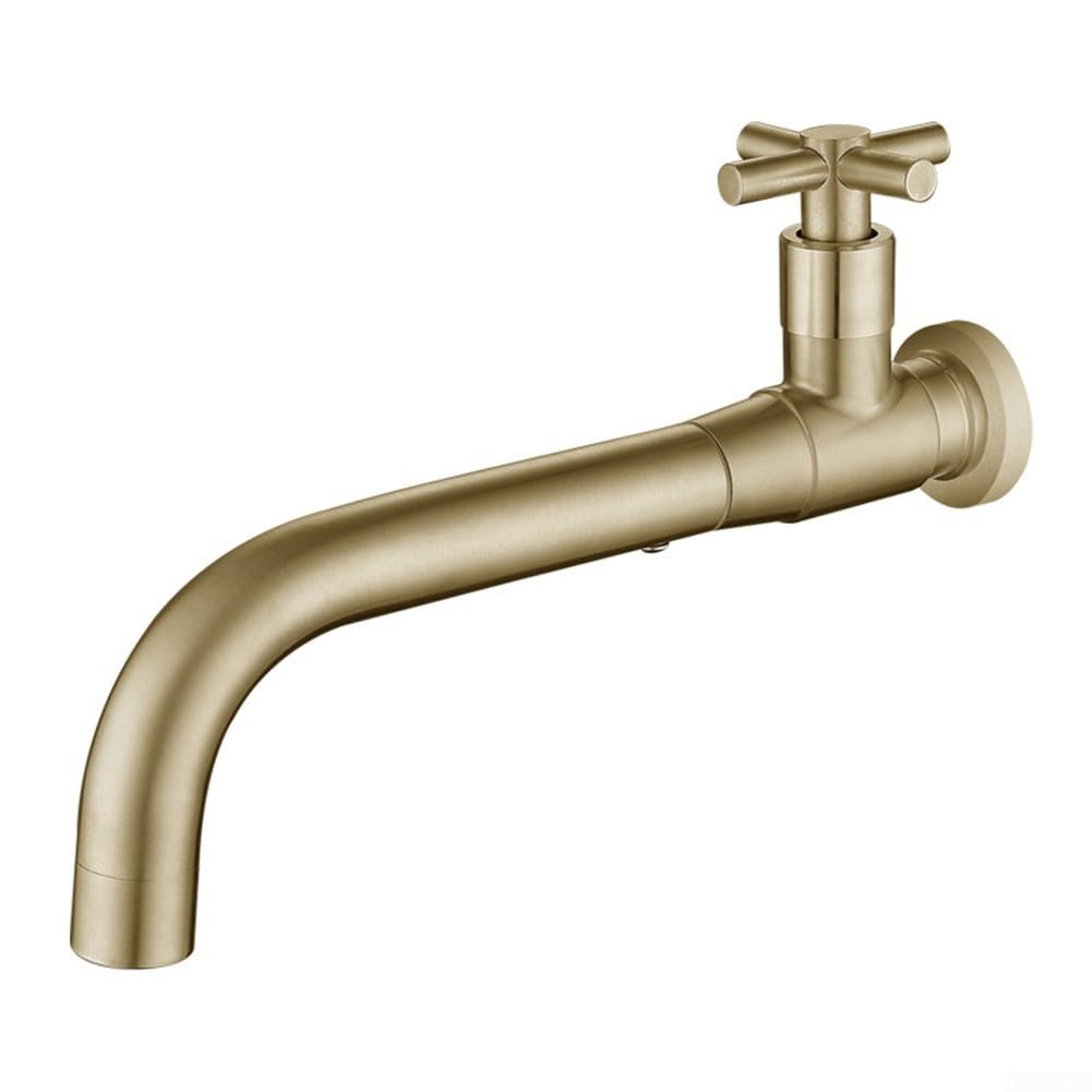 SOHNVWTGD Wall Mount Faucet, Kitchen Sink Faucet, Mop Pool Tap, Wall Mount Basin Tap, for Garden Bathroom Basin Kitchen Sink(Brushed Gold)
