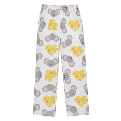 Mouse and Cheese Boys Pants Boys Athletic Pants Long Pant for Boywith Pockets Wide-Leg Size 6-14Y