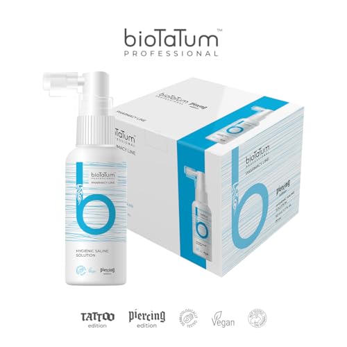 bioTaTum Hygienische Piercing Spray Saline Solution - Clean Skin Piercing Spray/Piercing Pflegespray - Piercing Aftercare - After Piercing Solution für Ohren, Nasen, Körper, Bauchnabel-Piercings
