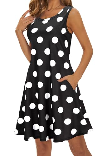 Image of Summer Dresses for Women 2026 Casual Sundresses Beach Cover Ups Sleeveless Tshirt Swing Dress with Pockets