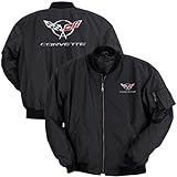 Corvette Jacket - Aviator Jacket with C5 Logo : 1997-2004 (Large) Black