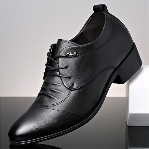 Men's Genuine Leather Oxford Dress Shoes Height Increasing Pointed Toe Business Formal Wedding Groom Spring Arrival White Fashion2