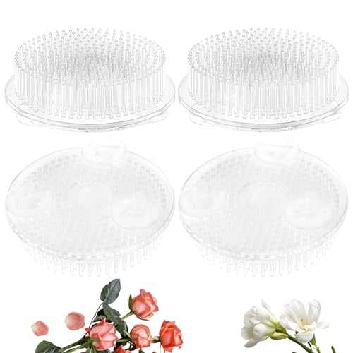 4Pcs Flower Frog Holder, Flower Arrangement Frog Pin Holder, Clear Plastic Flower Frogs, Reusable Flower Vase Frog, Floral Arrangement Pin, Easy to Use Flower Arranger for Vase Floral Crafts Plants