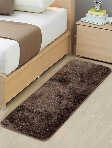Image of Saral Home Shaggy Modern Carpet (Brown, 45X120 cm)