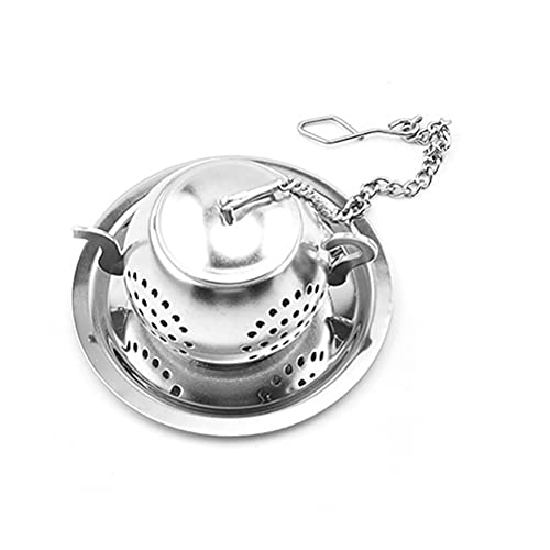 Infusor de chá de bule de chá, filtro de folhas soltas de aço inoxidável com correntes e bandejas de