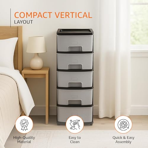 Image of 5 Layer Plastic Drawer Cabinet | Multipurpose Storage Organizer for Home, Kitchen, Bedroom, Bathroom & Office | Modular Storage Rack with Spacious Drawers