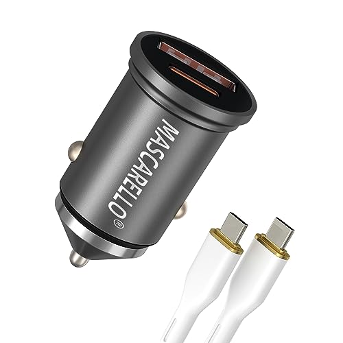 USB C Car Charger Adapter Fast Charging 38W (PD18W/QC20W) Dual Port Cigarette Lighter Compatible with iPhone Series; iPad; Samsung Series (grey)