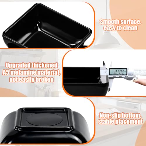 10 Pezzi Ciotole Quadrate Nere per Salsa di Soia, Spezie e Snack - Piattini Impilabili Riutilizzabili Mini 7,3x7,3x3cm per Aperitivo e Intingoli - immagine 4