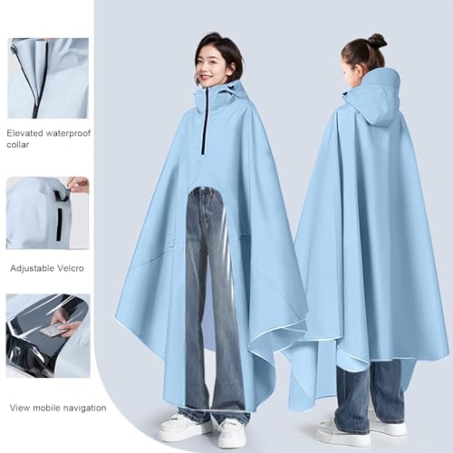 Regenponcho für Fahrrad, wiederverwendbarer, runder Regenponcho für Elektroroller mit transparentem Einsatz, Unisex für Wandern (DE/NL/SE/PL, Alphanumerisch, Einheitsgröße, Regular, Regular, Grün)