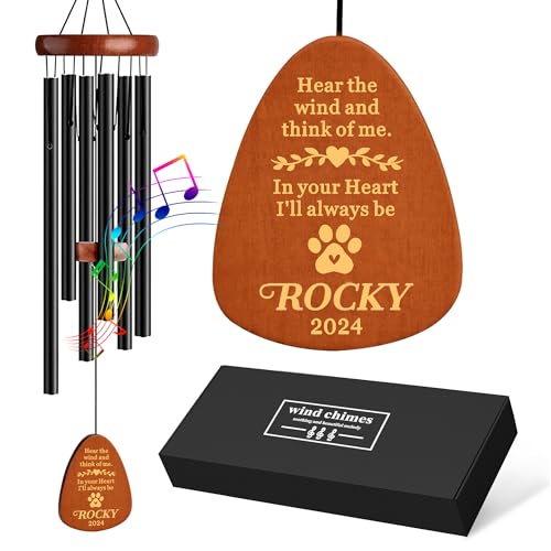 Personalized Dog Memorial Gifts for Loss of Dog 25.5 Pet Memorial Gifts for Dogs Pet Memorial Wind Chimes Loss of Dogs Sympathy Gift Pet Passing Away Gift for Loss Loved One(Design 2 Black)