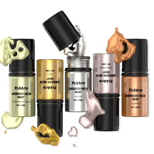 Chrome Airbrush Paint - 5 Colors, Ready-to-Use Alcohol-Based Metallic Airbrush