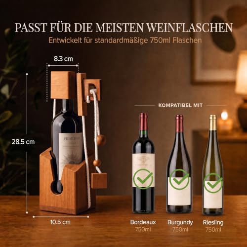 GOODS+GADGETS® Flaschen-Tresor Holz - Flaschen-Puzzle Knobelspiel – Ansicht 4