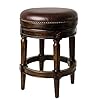 Maven lane pullman 26 inch tall counter height upholstered backless barstool in dark walnut finish with vintage brown vegan leather cushion seat  urban country home decor
