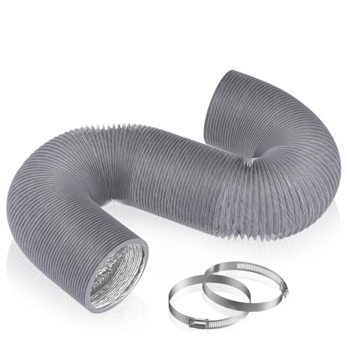 Hon&Guan 3 inch 16 FT Long Air Ducting, Heavy-Duty Three-Layer Protection Dryer Vent Hose for Heating Cooling Ventilation and Exhaust, Grey