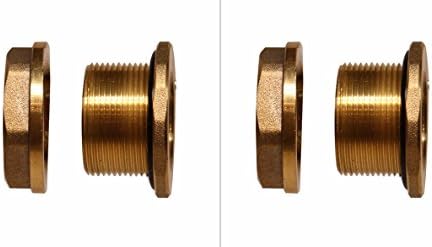 RAINPAL F075LFRH Brass Bulkhead Tank Fitting 3/4" Female Threaded(Lead Free Compliant, Right Handed Nut) (2)