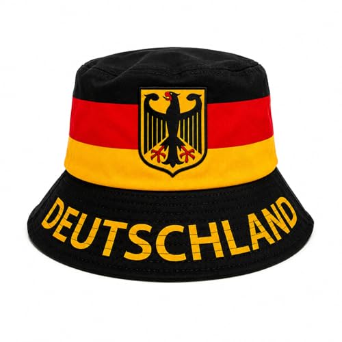 Deutschland Fischerhut Fußball WM EM Bucket Hat - Public Viewing Outfit leicht zu tragen - für Erwachsene - Sommerhut mit Adler