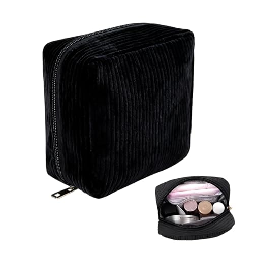 EUZOIX Neceser Compresas Bolso De Almacenamiento para Compresas Algodon Tampones Bolsa Menstrual Cremallera De Servilletas Sanitarias Bolsas Portátil para Mujers Regalo para Adolescentes Niña(Negro)