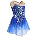 Eiskunstlauf Kleider Mädchen Kinder Ärmellos Glitzer Pailletten Blumen Turnanzug Ballett Tütü Tüllkleid Ballettkleidung Balettkleider Ballettkleid Kürkleider Tanzkleid Ballerina Kleid Blau 7-8 Jahre