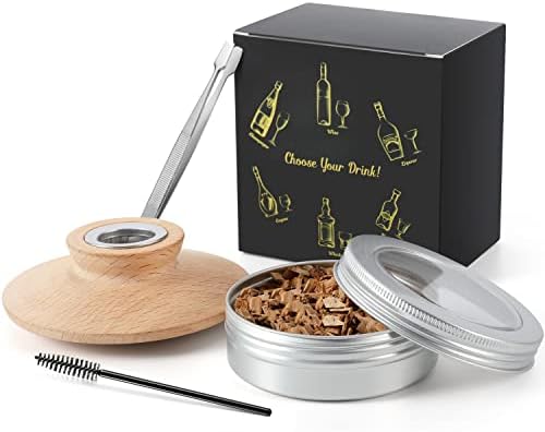 Cocktail Smoker Kit, Old Fashioned Smoker Kit Whiskey Smoker Infuser Kit - Flavor Drink Smoker Cocktail Chimney Smoker, Wood Chips for Whiskey and Bourbon, For Your Friends, Husband, Dad.