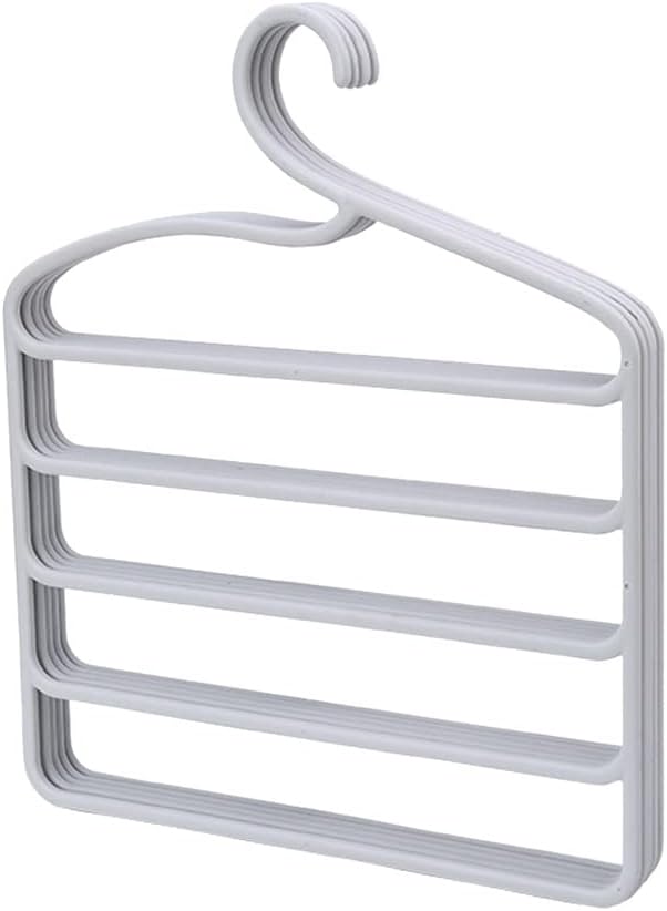 5 Tier Hangers Multifunctional Pants Hanger Wardrobe Closet Storage Rack(OneColor)