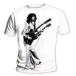 Jimmy Page LED Zeppelin Gibson Twin Neck Pose Officiel T-Shirt Hommes Unisexe - Les Beatles, Paul McCartney, John Lennon, RIngo Starr, George Harrison