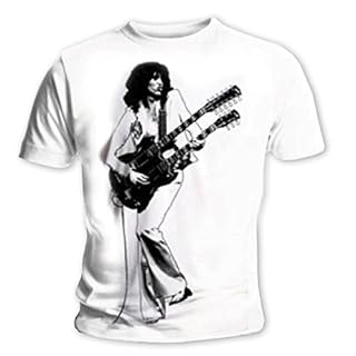 Jimmy Page LED Zeppelin Gibson Twin Neck Pose Officiel T-Shirt Hommes Unisexe - Les Beatles, Paul McCartney, John Lennon, RIngo Starr, George Harrison