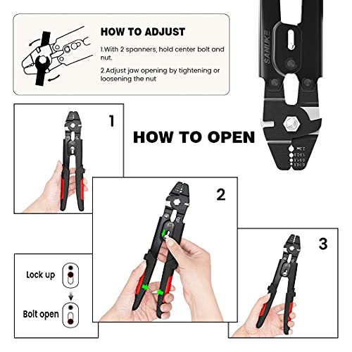 Sanuke SEA811-B Wire Rope Crimping Tool For 3/64 1/16 5/64 Inch Aluminum Crimping Loop Sleeves Kit thumb #5