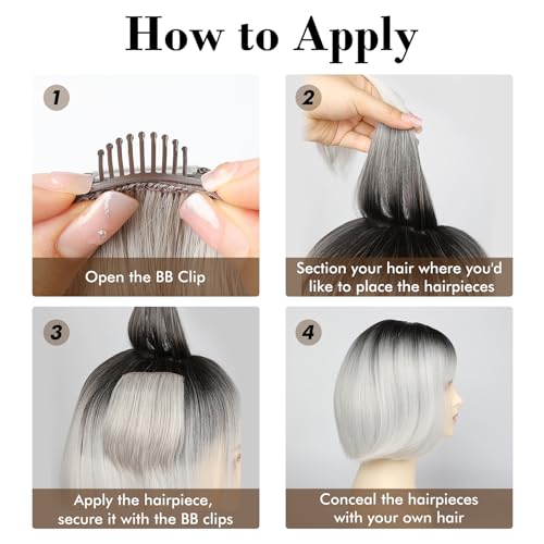 REECHO 2 Pack 4 Inch Short Thick Hairpieces - Adding Extra Volume Clip in Extensions Topper for Thinning Hair Women - Dark Golden Blonde With Highlights