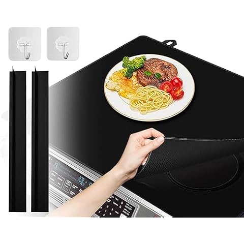 Stove Top Cover for Electric Stove 28.5×20.5In Stove Cover with 2 Gap Fillers Silicone Glass Stove Top Cover Heat Resistant Glass Top Stove Cover Protector Kitchen Flat Electric Stove Top Covers Cover