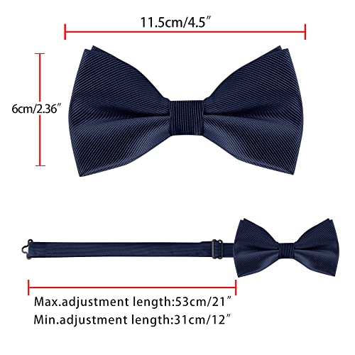 Allegra K Men's Solid Color Pre-Tied Bow Tie With Matching Pocket Square Set For Wedding Party One Size Navy Blue #TOP2
