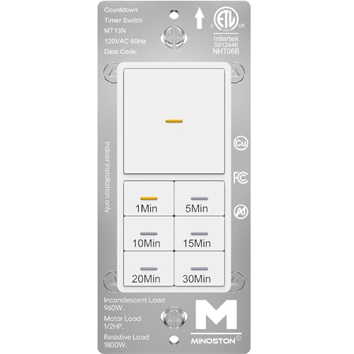 Minoston 30 Minutes Countdown Timer Switch, Push Button Timer Switch