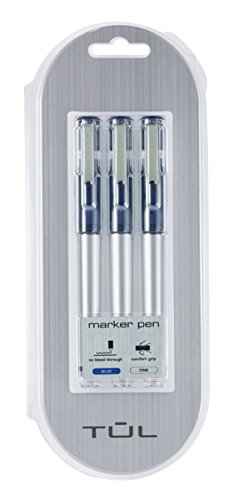 TUL PP1 Marker Pen, Fine Point, 0.8mm, Blue Ink, 3 pack